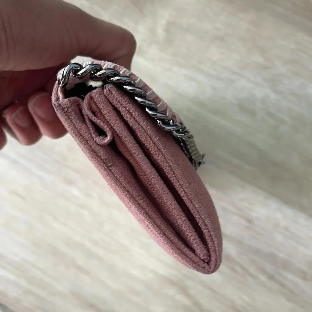 Stella McCartney Mini Falabella Metallic Wallet in Pink Suede - Picture 5 of 15